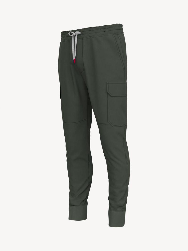 Férfi Tommy Hilfiger Solid Cargo Jogger Nadrág Olivazöld | HU 1137ZUT